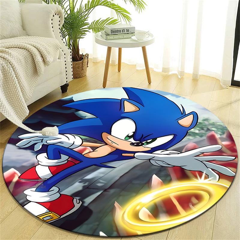 1pc Sonic2 Design Printed Area Round Carpet for Bedroom Living Room Home Decor Rugs Mat Non Slip Mat Rug for Bedside