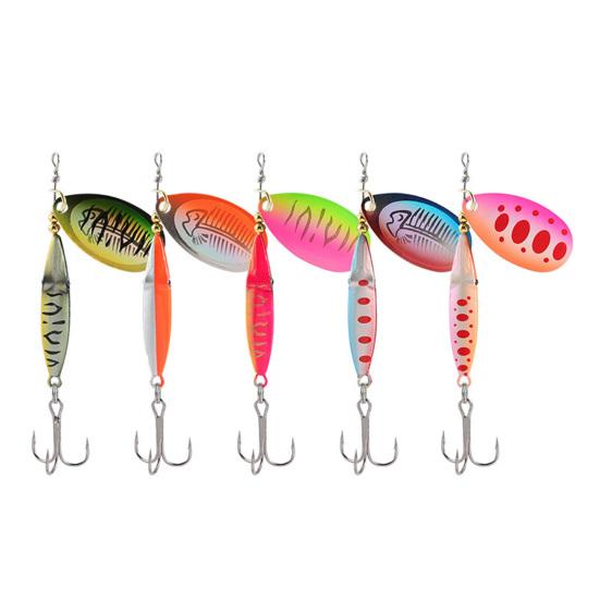 5Pcs 8.5CM/9G Inkfish Spinner Blade Lure with Hook Metal Spinnerbait Rotating Lure Freshwater Crap Bass Pike Walleye Fishing Accessories