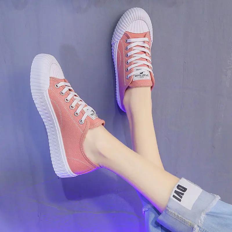 Scarpe da Donna alla Moda in Tela con Lacci Calzature Donna Punta Tonda Bassa Rosa Chiaro Originali Alta Qualità Designer Urbano 39 Moda 2024 Coreane