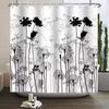 Watercolor Floral Shower Curtain Sage Green White Flower Bath Curtain For Bathroom Modern Minimalist Waterproof With 12 Hooks