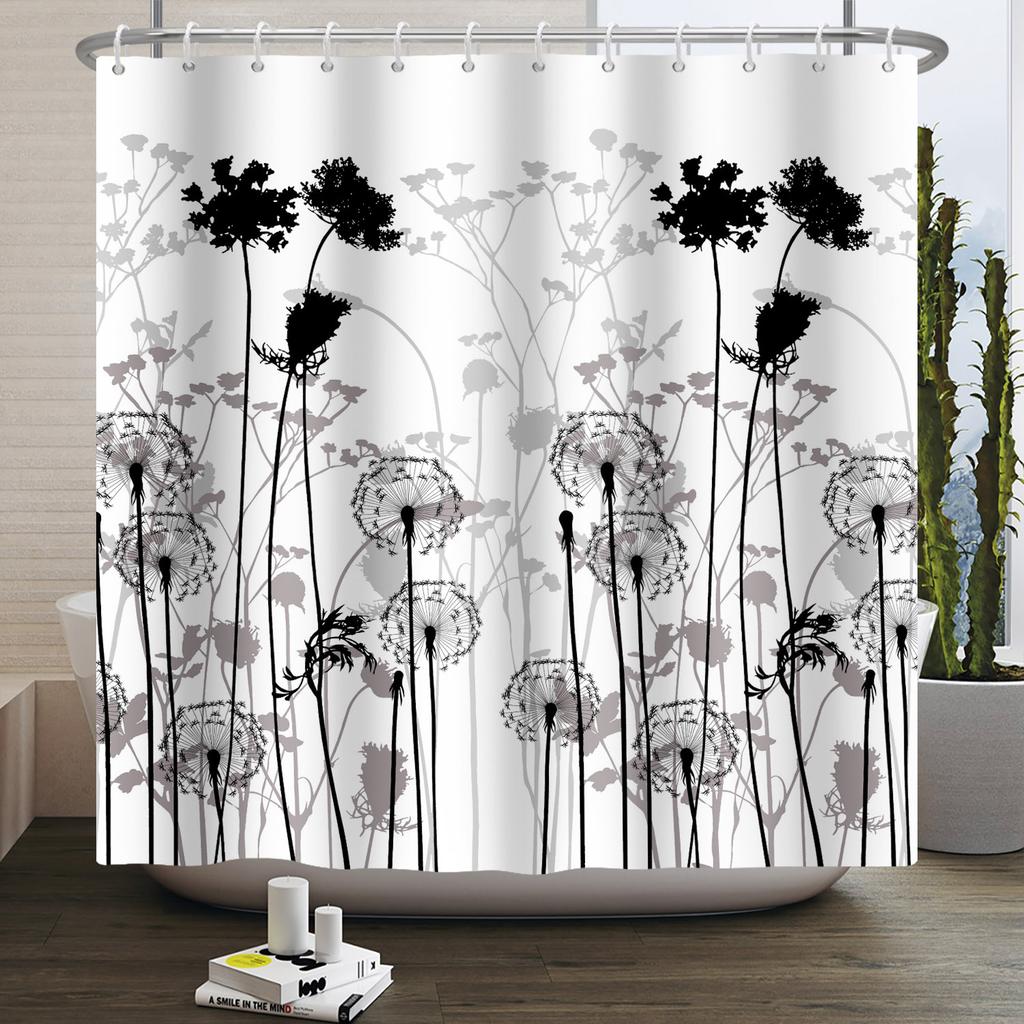 Watercolor Floral Shower Curtain Sage Green White Flower Bath Curtain For Bathroom Modern Minimalist Waterproof With 12 Hooks