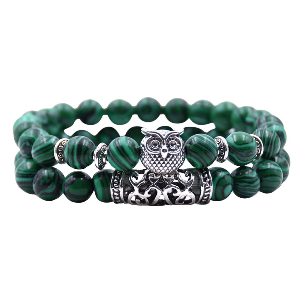 Stone Bracelet For Men And Women, Light Luxury Alloy Accessory Bracelet, Double Two Circle Owl Bracelet