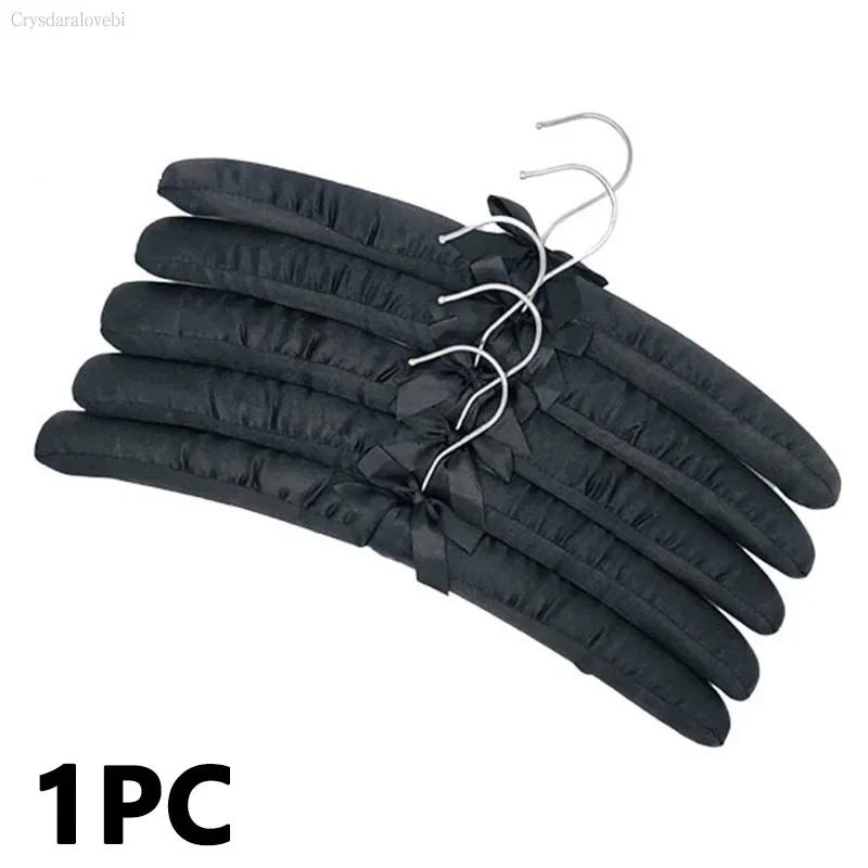 10PCS 38cm Satin Padded Hanger Silk Wrapped Clothes Hanger Hanging Silver Hook Sponge Hangers Clothes Shop Display Hangers