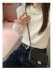 Women's Lace Trim Velvet Turtleneck Long-Sleeve Top for Autumn/Winter 2025