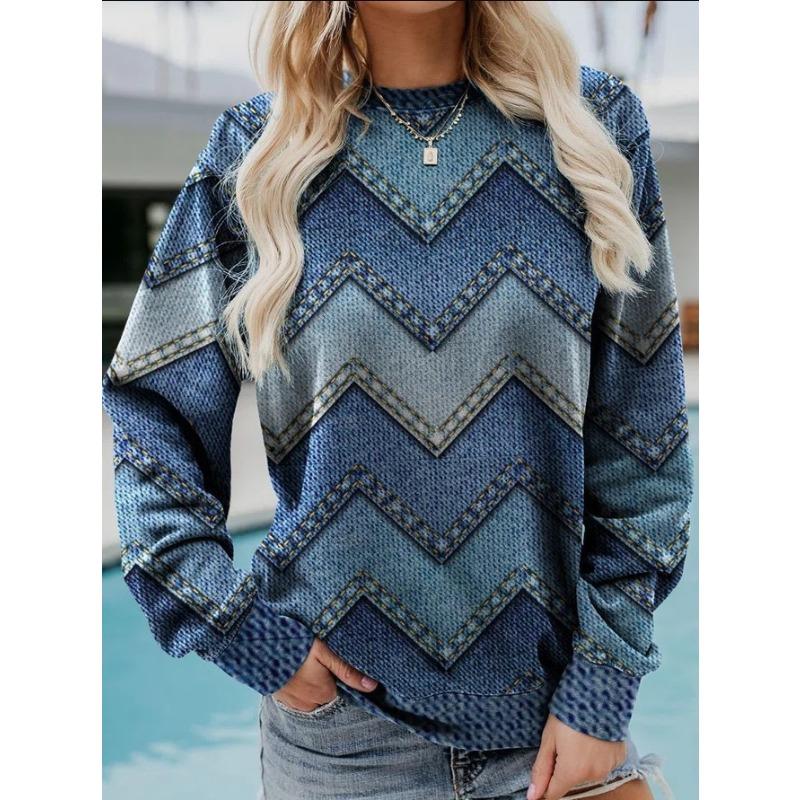 Ethnic Geometric Pattern 3D Print Sweatshirts Women Casual Raglan Long Sleeves Hoodie Y2k Pullover Harajuku Tops