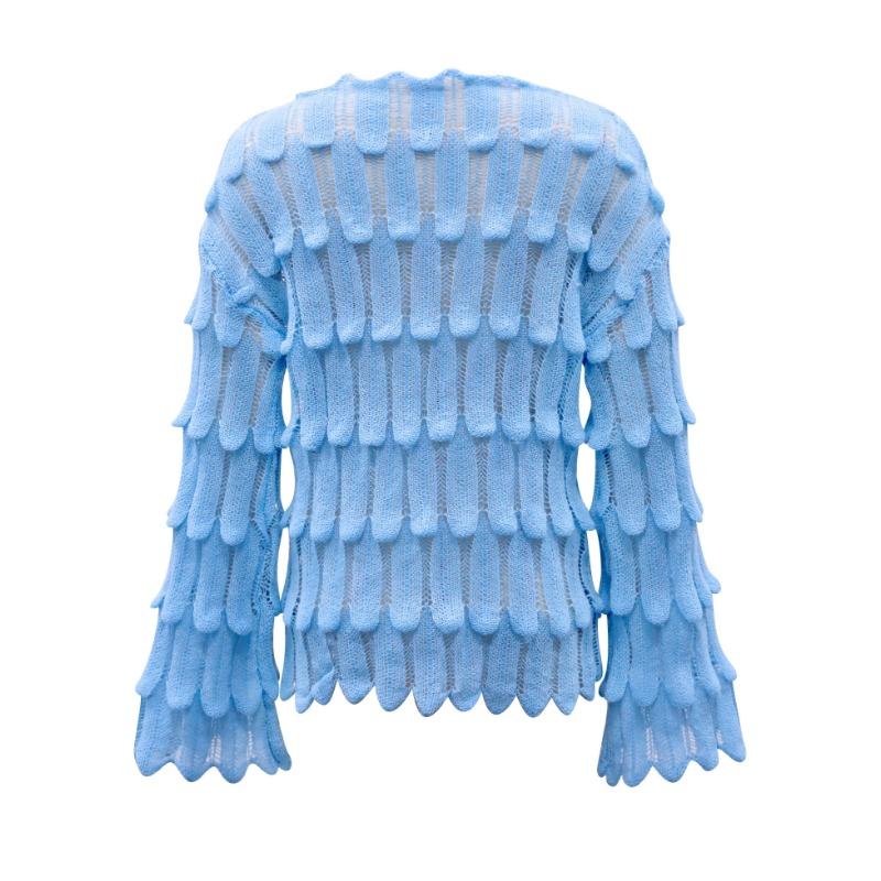 Solid Cut Out Knitted Pullover Sweater, Elegant Flared Sleeve Sweater, Women's Clothing