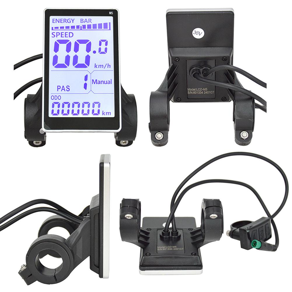 Electric Bike LCD Display Screen 5 Pin 24V 36V 48V 60V E Scooter M5 LCD Panel Screen Electric Bike LCD Display Meter for E-Bike