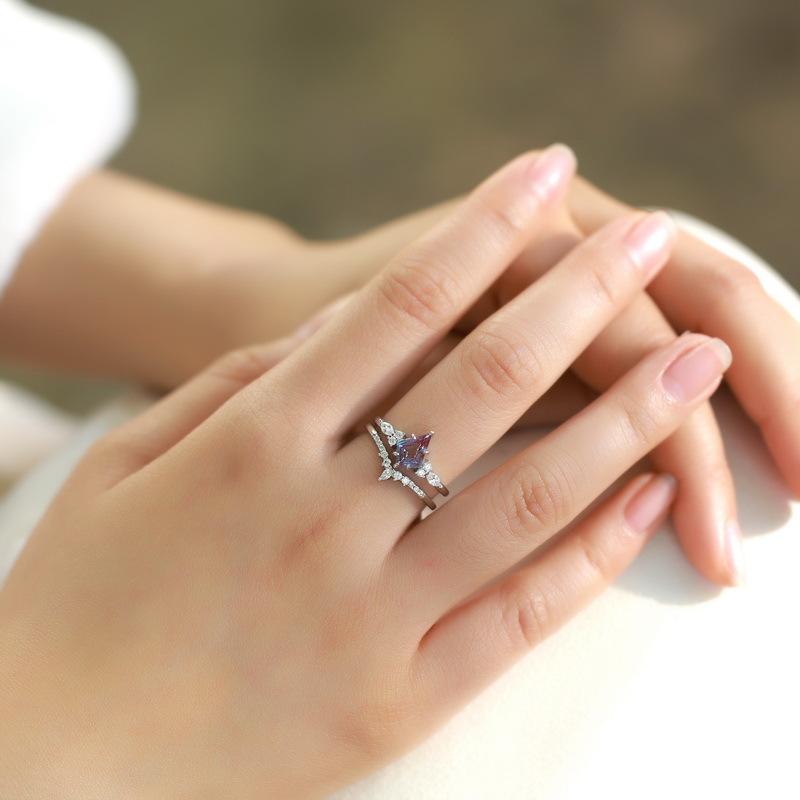ALLNOEL Natural Alexandrite 925 Silver Ring Health Rings for Women Weight Loss Fatigue Pressure Fatigue Relief Yoga Jewelry Gift