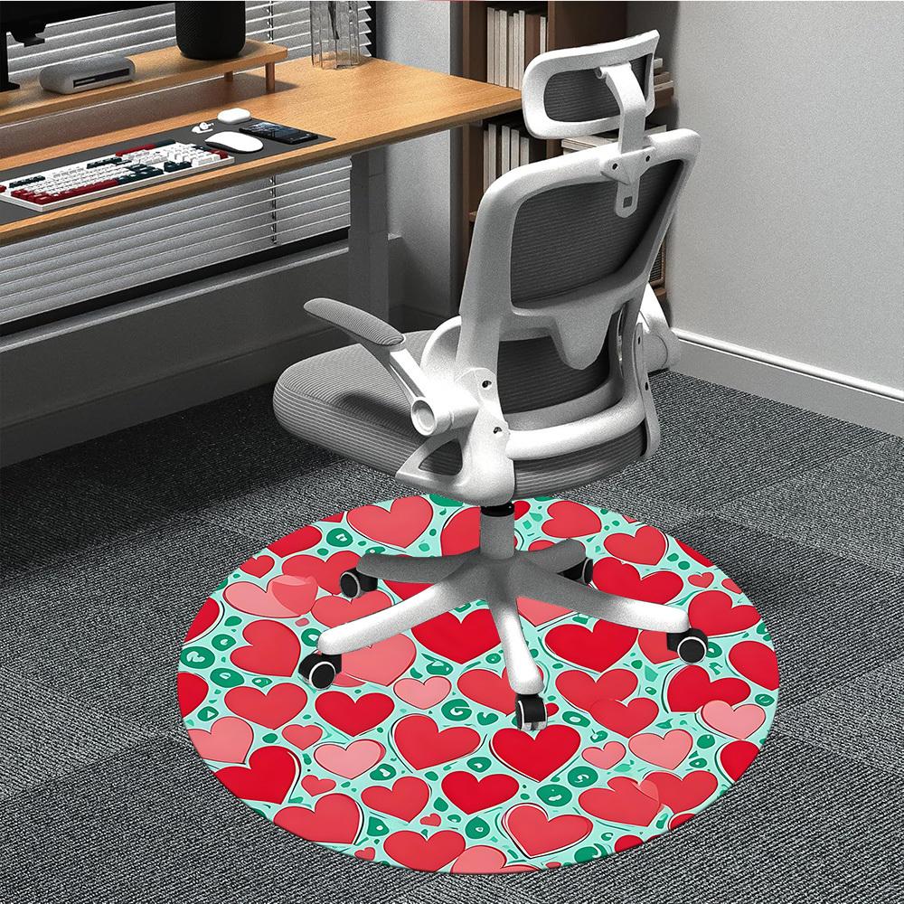 1pc Heart Pattern Office Round Rug, Non-slip, Soft and Durable Office Rug for Interior Decoration, Perfect for Office,Decoration yy260204092