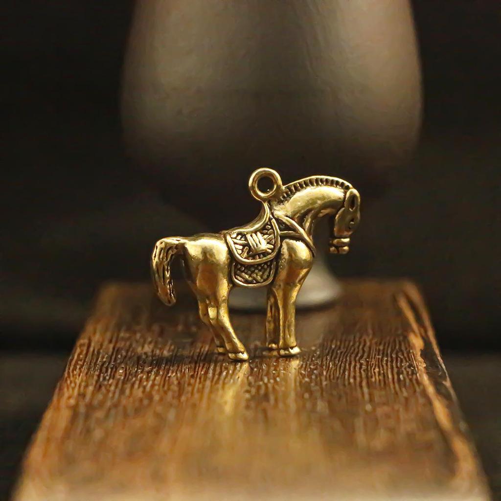 Brass 3D Zodiac Horse Keychain Pendant