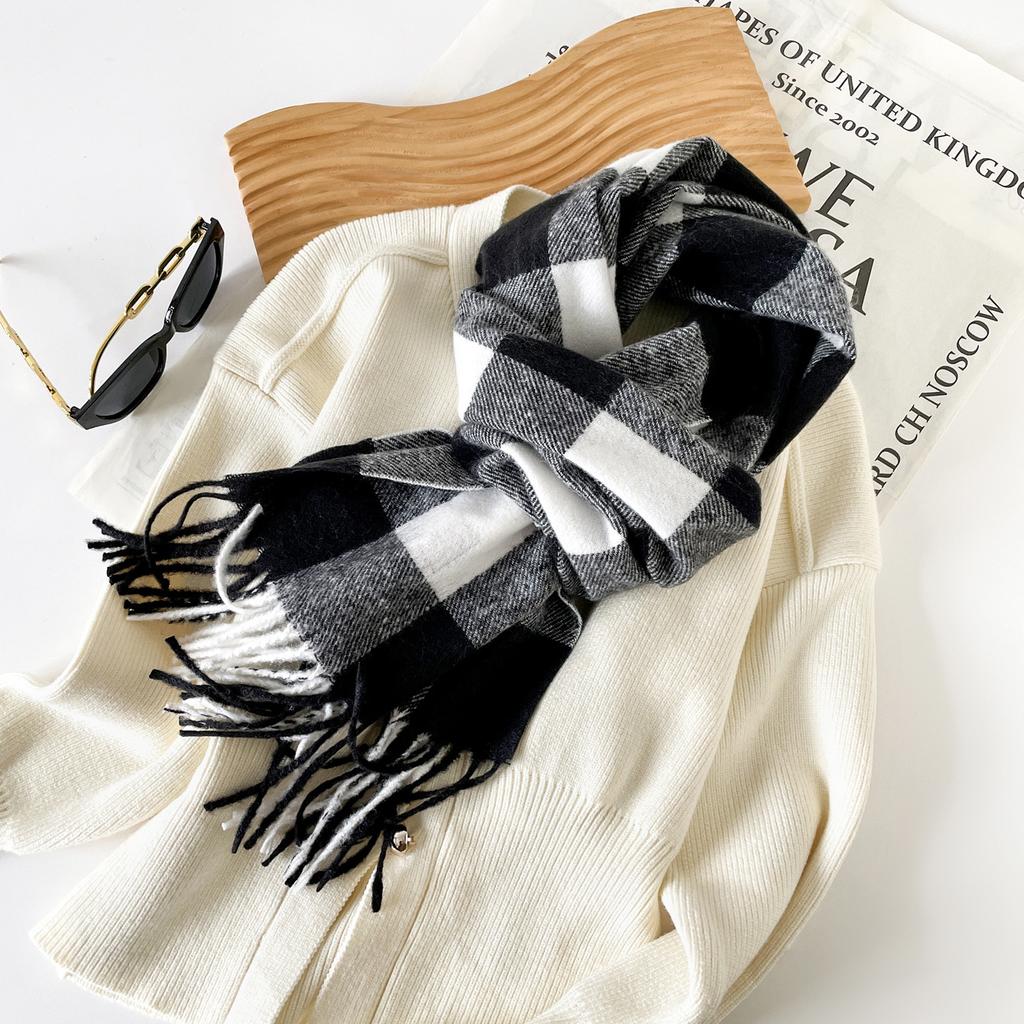 Imitation cashmere scarf new fashion versatile atmosphere tassel plaid scarf women's warm scarf