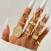 10Pcs/Set Punk Gold Color Metal Liquid Line Open Ring for Women Vintage Simple Irregular Wave Joint Rings Set Party Jewelry Gift