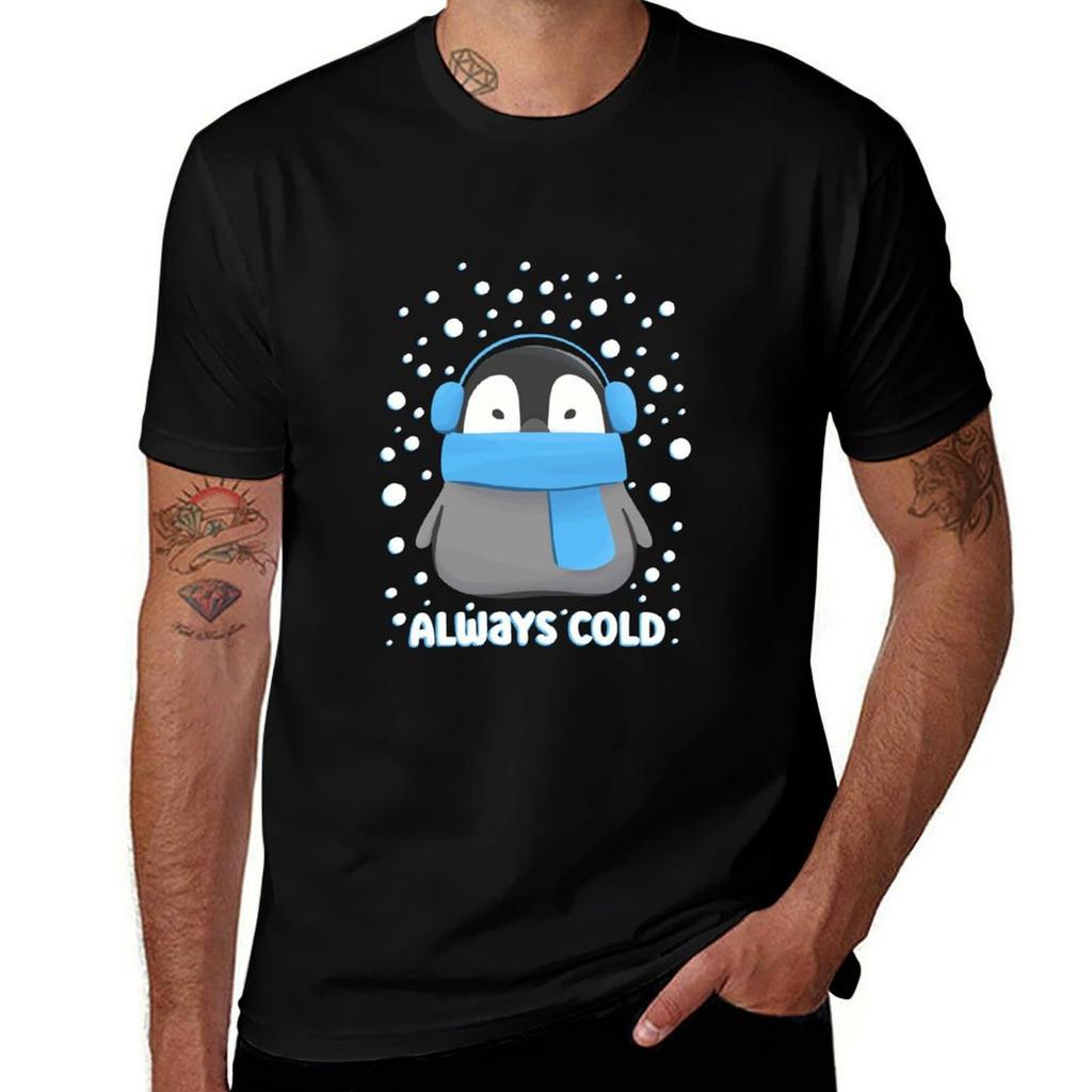 Always Cold Cute Freezing Baby Penguin TShirt Comfortable Daily Wear Tee