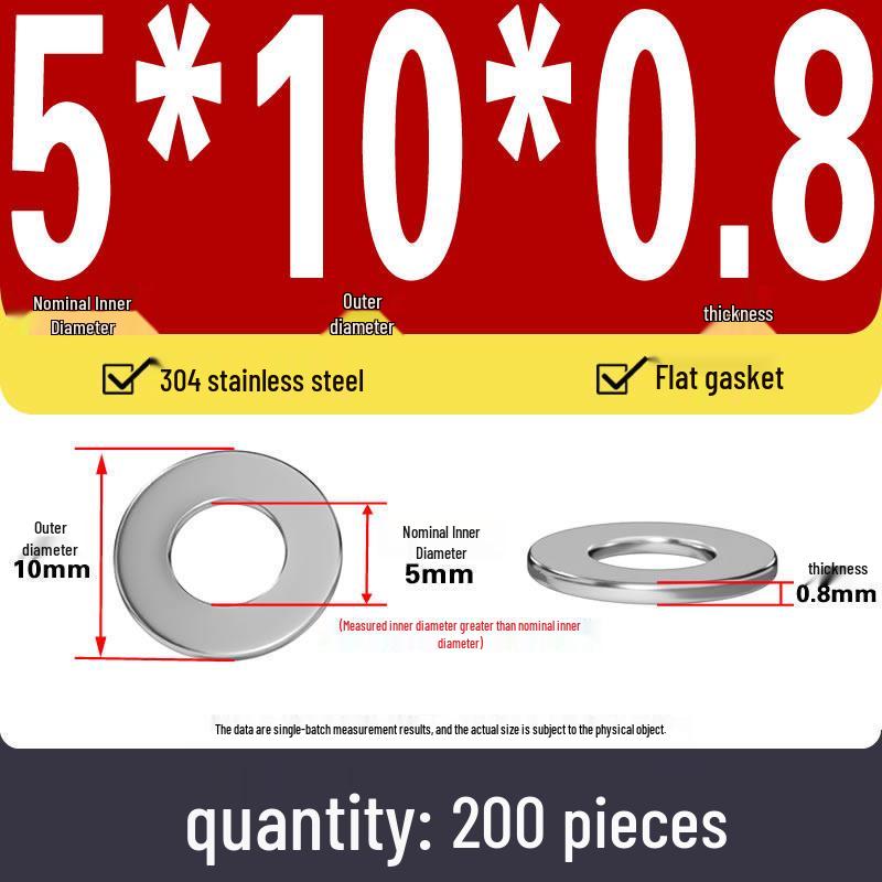 Plochá podložka z nerezové oceli 304 pro nastavení vůle hřídele (0,1/0,2/0,3 mm)