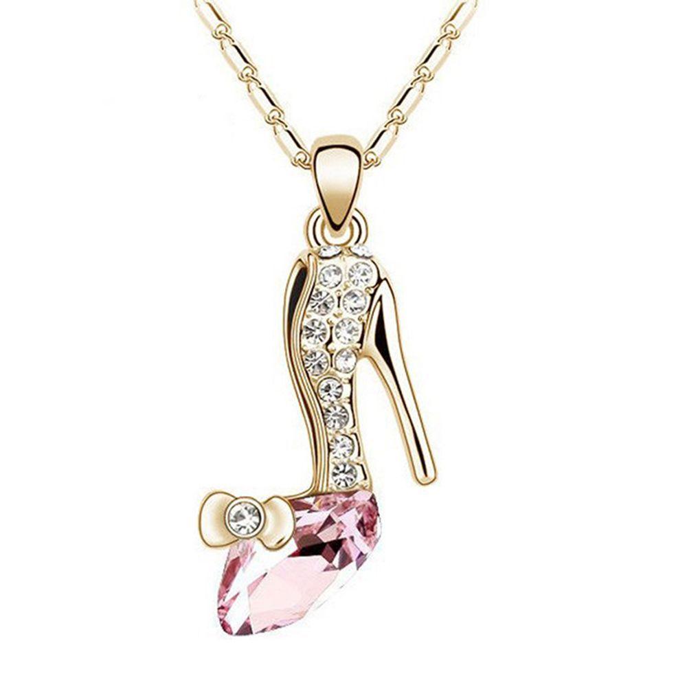 Lovers Elegant Glass Romantic Jewelry Shoe Fantasy Lady Cinderella Gift Statement Women Heel Pendant Crystal High Necklace