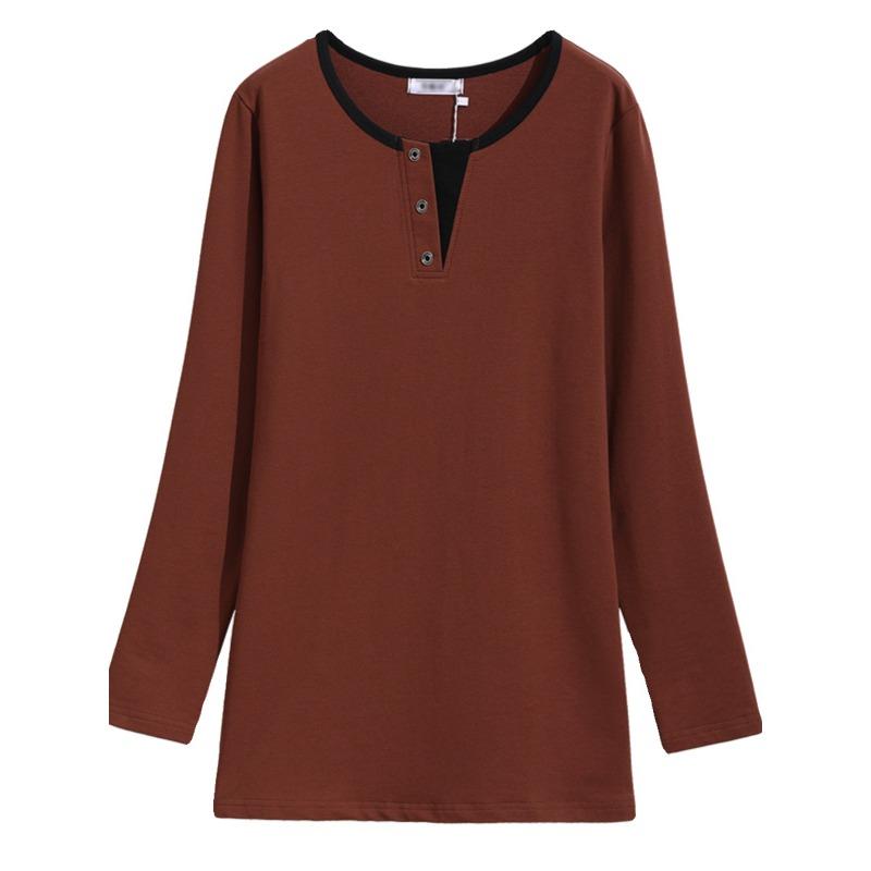 Cotton Bottoming Shirt for Women Spring and Autumn New Style Middle-aged Mother Long-sleeved Large Size Loose Top