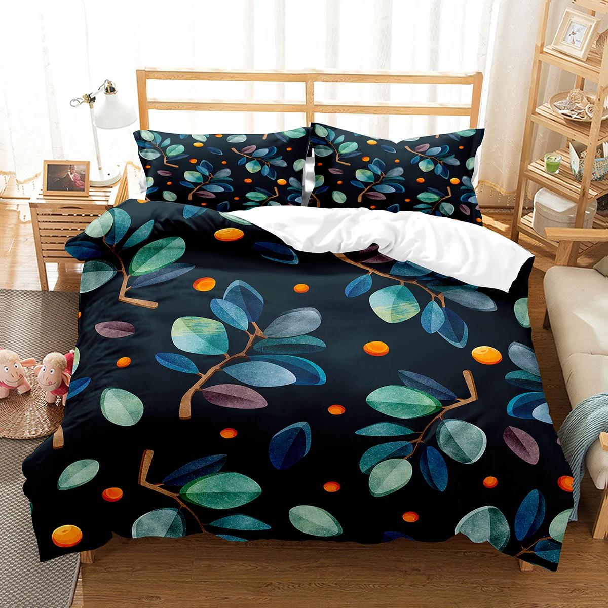 

Botanical Flower Soft Duvet Cover Single King-Sized Dimensionsd Dimensions Garden Leaves Floral Beding Set Polyester Nature Theme Comfortable Quilt 100*200cm Single