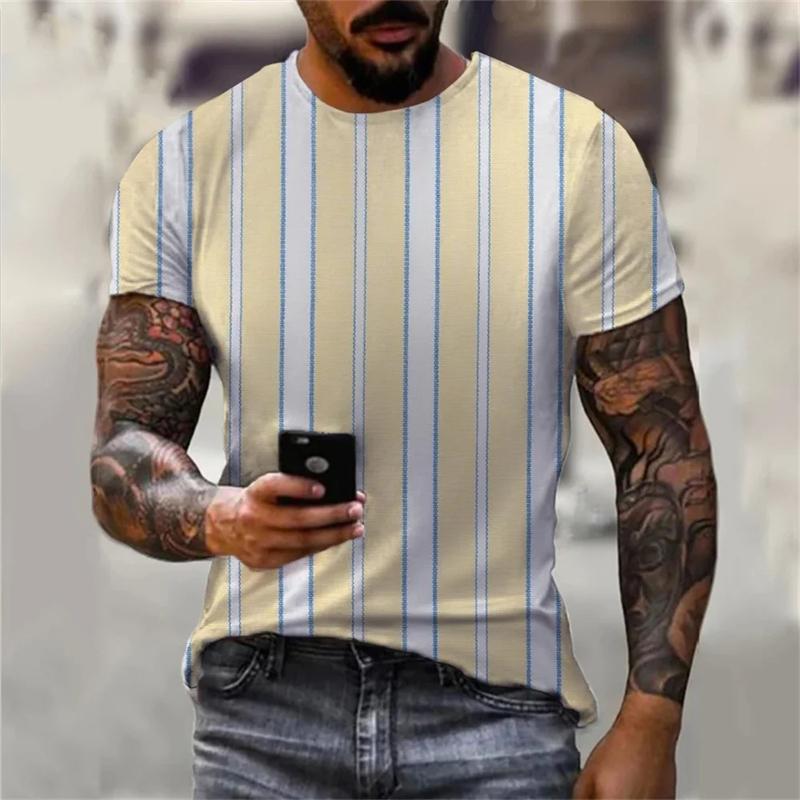 Street Hip Hop Men Women Stripe Print T-Shirt Daily Casual Oversized Sportswear Gym Tops Ropa Hombre Summer Short Sleeve Tees