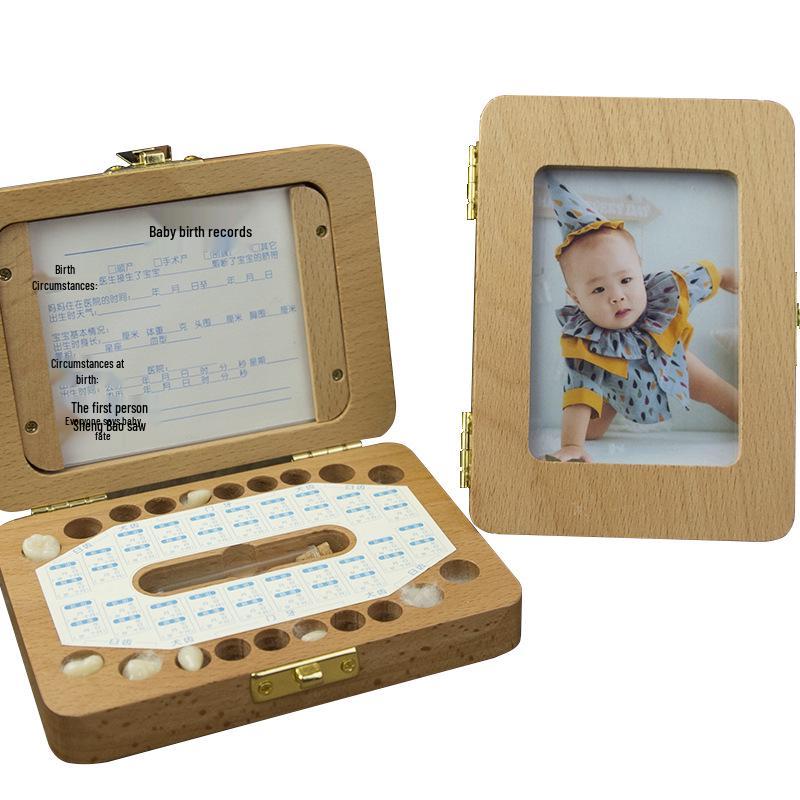 Tooth House Baby Keepsake Box: Custom Wooden Milk Teeth & Hair Photo Frame for Boys & Girls