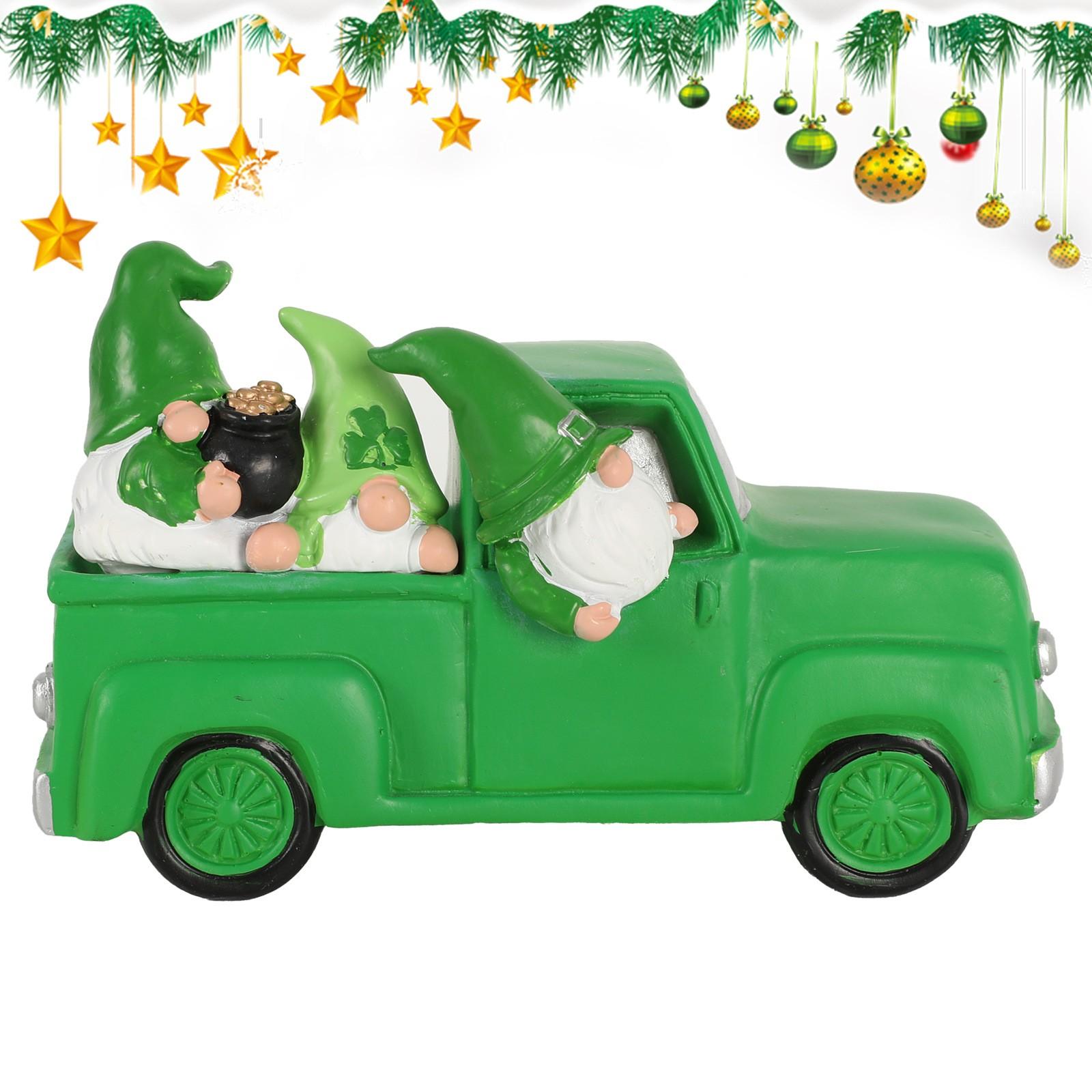 

Irish Festival Truck Series Dwarf Elderly Driver Desktop Decoration Resin Crafts Atmosphere Ornament One Size зелений