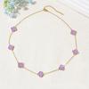 Four Leaf Clover Ten Flowers Necklace Light Luxury Sweater Chain Necklace Lucky Straw Collarbone Chain