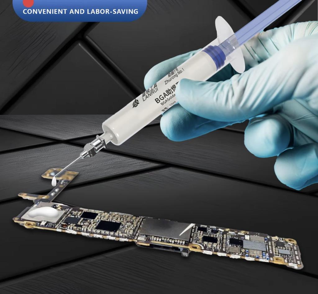 Lan Rui Zhurong No. 1 Electronic Welding Flux: No-clean, Halogen-free, Low-odor, Low-smoke, Syringe-type.