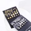 12pairs/set Fashion Hollow Out Delicate Diamond Earrings Set