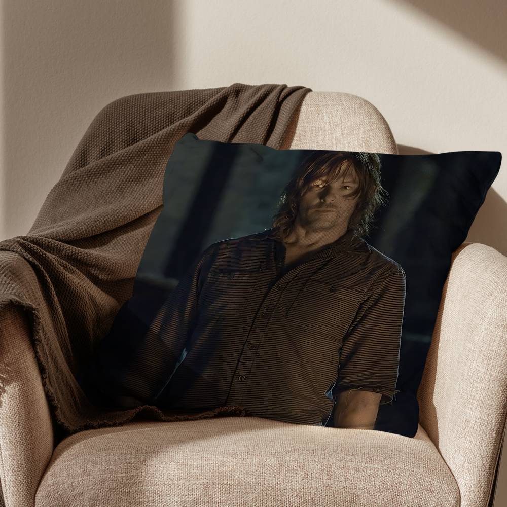 COOL Daryl T-The Walking Dead Pillow Case Square Double-Sided Printing Short Plush Sofa Cushion Cover Bedroom Bedside Pillow