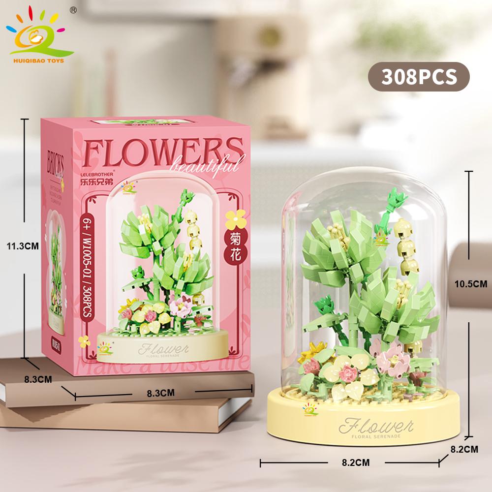 MOC Flower Display Box Micro Building Block MOC Mini Flower Mini Diamond Model Brick Toy for Children Desk Decoration