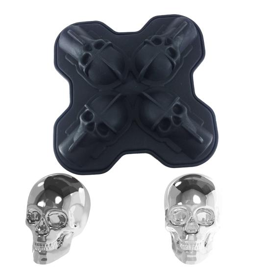 

3D Skull Shaped Silicone Ice Cube Tray 4-Cavity DIY Making Mold Bar Kitchen Tool Sale Goods