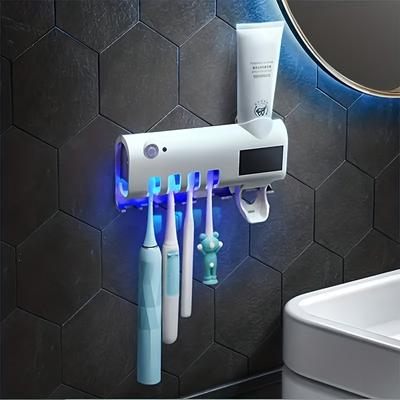 Bathroom Intelligent Induction Toothbrush Disinfection Device, Ultraviolet Sterilization Mouthwash Cup Wall-mounted Electric Toothbrush Storage Rack