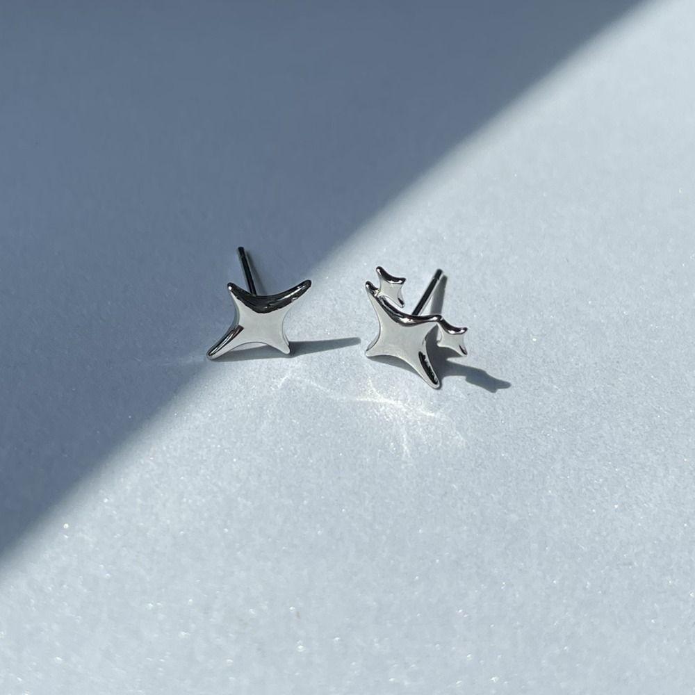 Fashion Star Earrings Silver Asymmetry Earrings New Ear Stud  Women