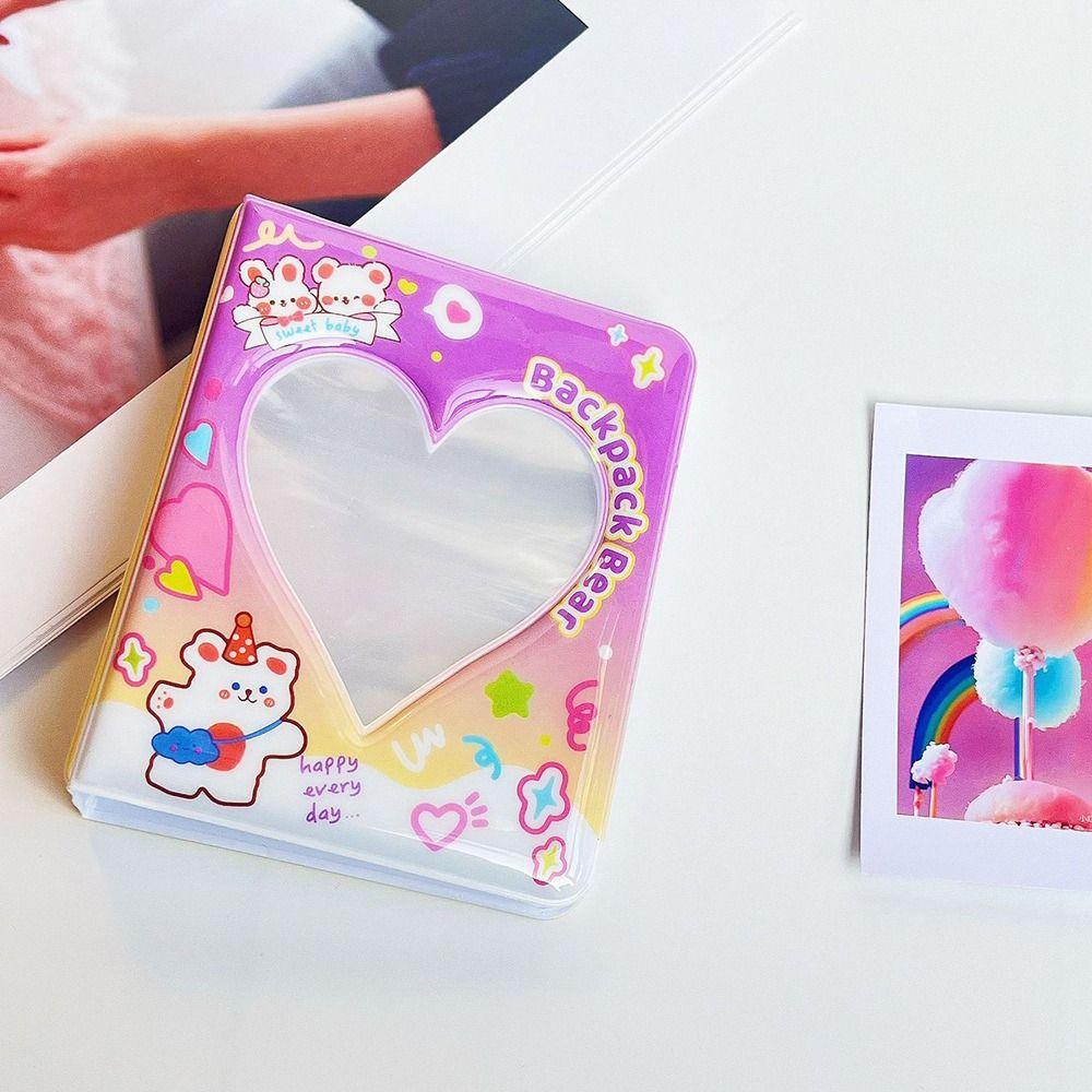 Fashion Heart 3 Inch Photo Album Hollow 36 Pockets K-pop Card Binder Double-Sided Idol Album Book