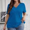 Women's Plus Size Casual And Fashionable V-Neck Long Sleeved Top V-Neck Short Sleeved Top