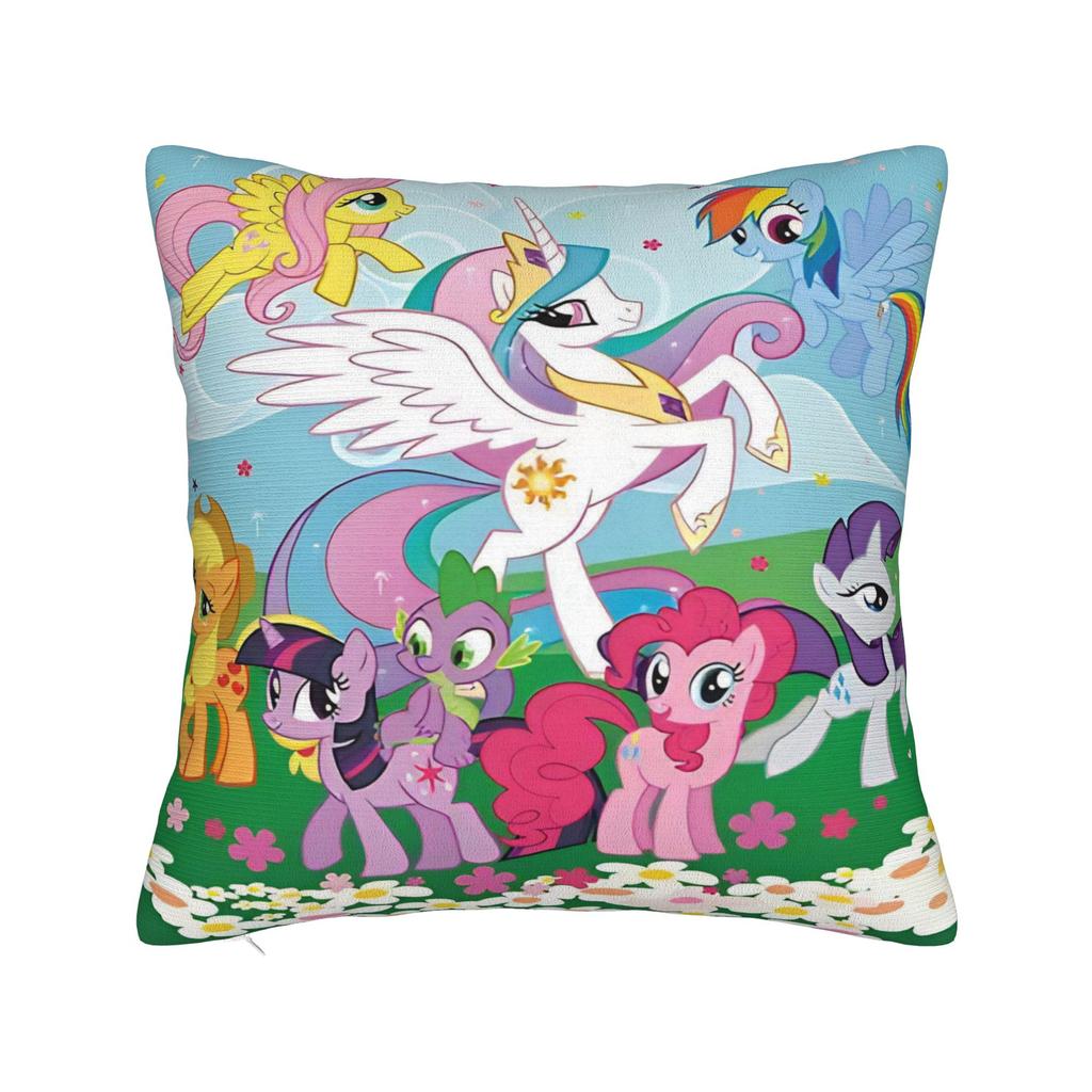 Cute M-My Cartoon P-Pony L-Little Pillow Cover Rainbow Novelty Pillow Case For Sofa Home Decor Soft Pillowcases Gift