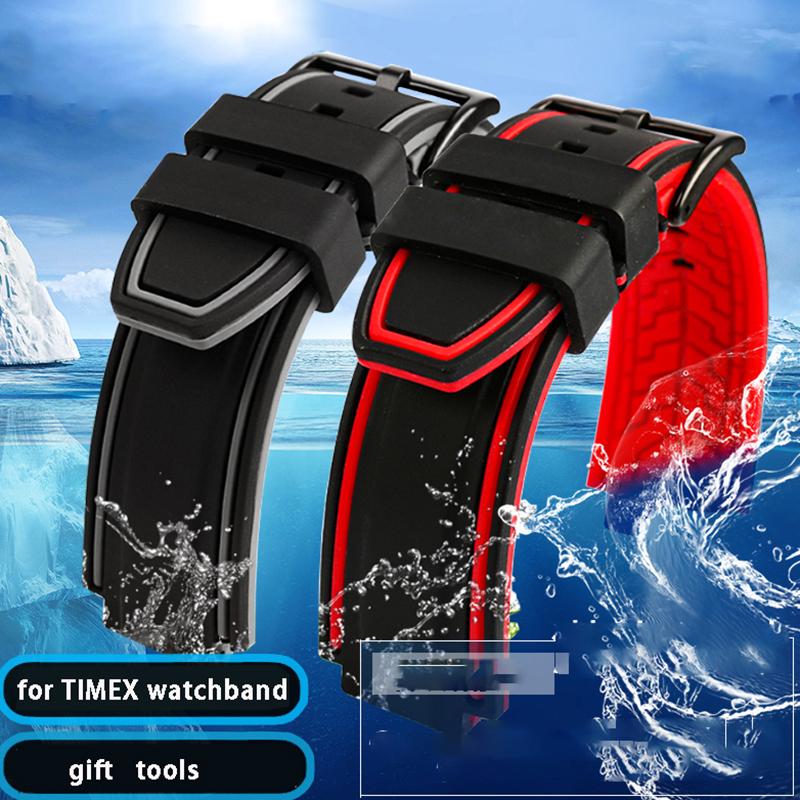 Convexe siliconen horlogeband voor Timex Tide Compass T2N720 T2N721 Siliconen heren horlogeband Horlogeketting Accessoires 24*16mm Band