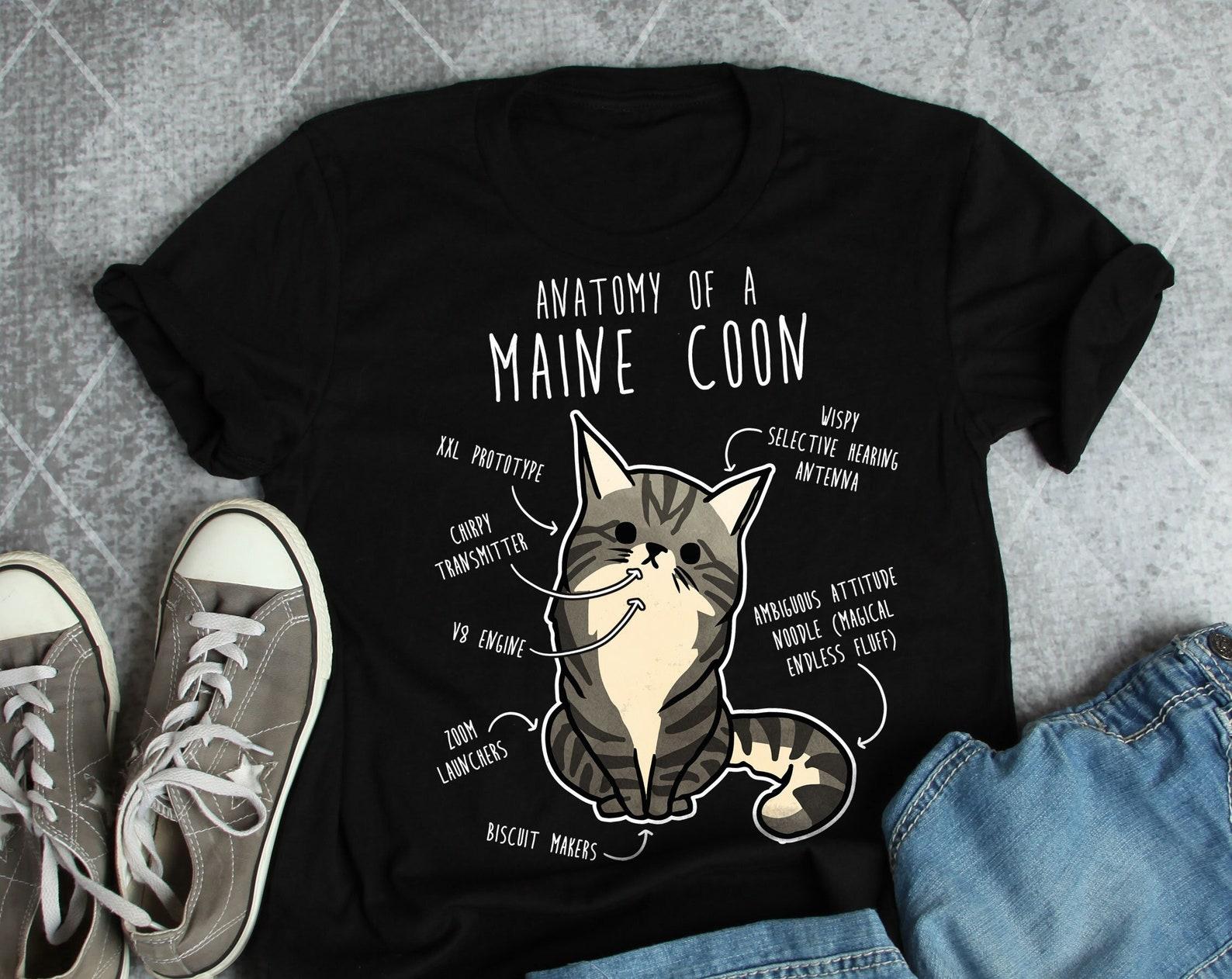 Maine Coon Cat Shirt, , , Funny Cat Lover Gift, Cute Pet T-shirt, Maine Coon Lover Tshirt, Maine Coon Tee, Cat Mom, Dad, Grey Blue 120