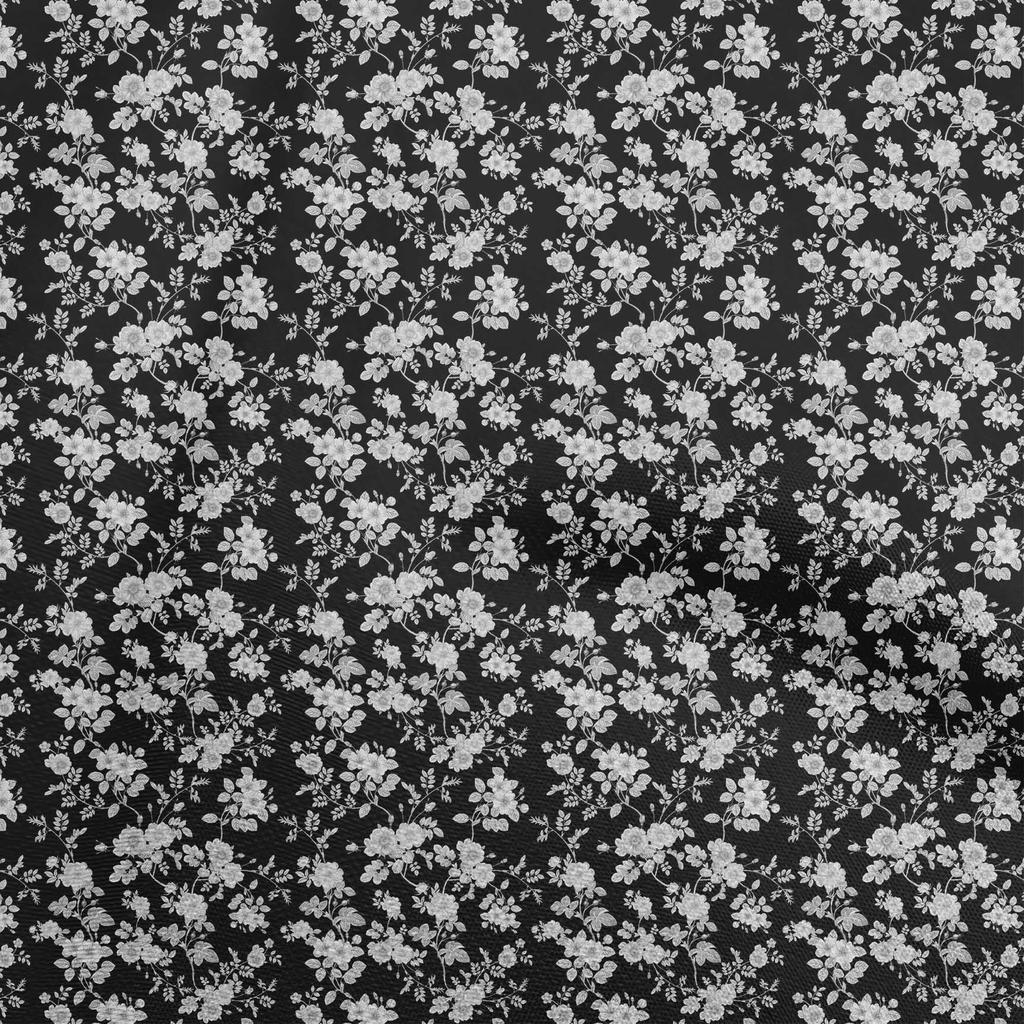 oneOone Cotton Flex Black Fabric Baroque Diy Clothing Quilting Fabric Print Fabric By Yard 40 Inch