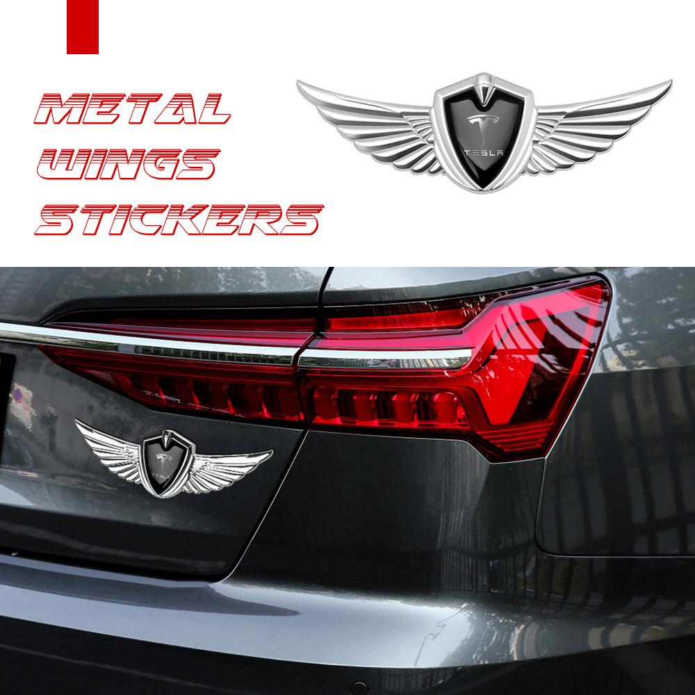 ahsgp6 1/2pcs Car Metal Emblem Sticker Side Body Trunk Decal For Tesla Model 3 Y S X Roadster Juguete SpaceX Cybertruck Accessories