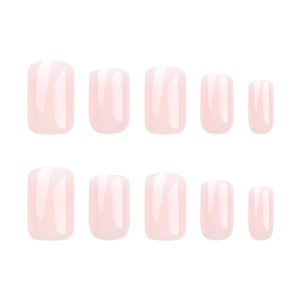 Gradient French Manicure: Pink & White Rectangle False Nail Tips