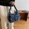 Multi-Pocke Crossbody Bag Denim Commuter Tote Bag Women Large Capacity Messenger Bag