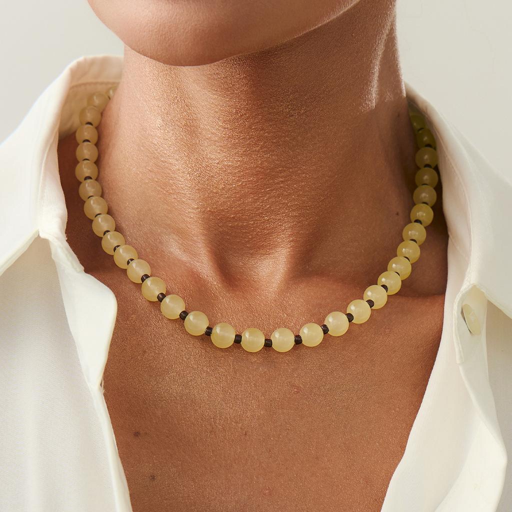Fashion Creative Transparent Glass Beads Choker Necklaces for Women Retro Bohemian Clavicle Chain Necklace Summer Daily Party Jewelry