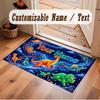 Dinosaur Theme Soft Crystal Velvet Rug Custom Name & Text Print Non Slip Floor Rug for Bedroom Living Room