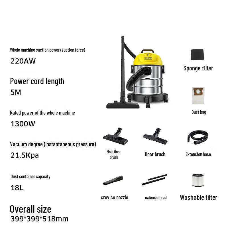 Karcher WD 1s Classic Wet & Dry Vacuum Cleaner, 18L