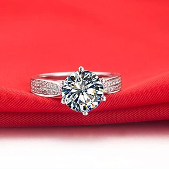 Engagement Ring Star Queen Luxury Genuine Silver NSCD Diamond Wedding Ring Women Anniversary Jewelry [THREE MAN]