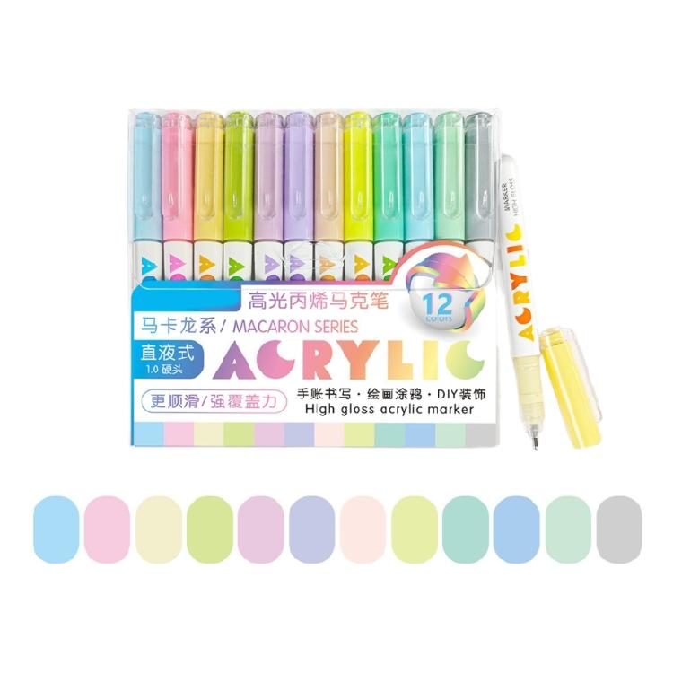 12Pack Glowing in the Dark Acrylic Paint Markers Pen Non Skip Ink Flow for Crafts and Decorations