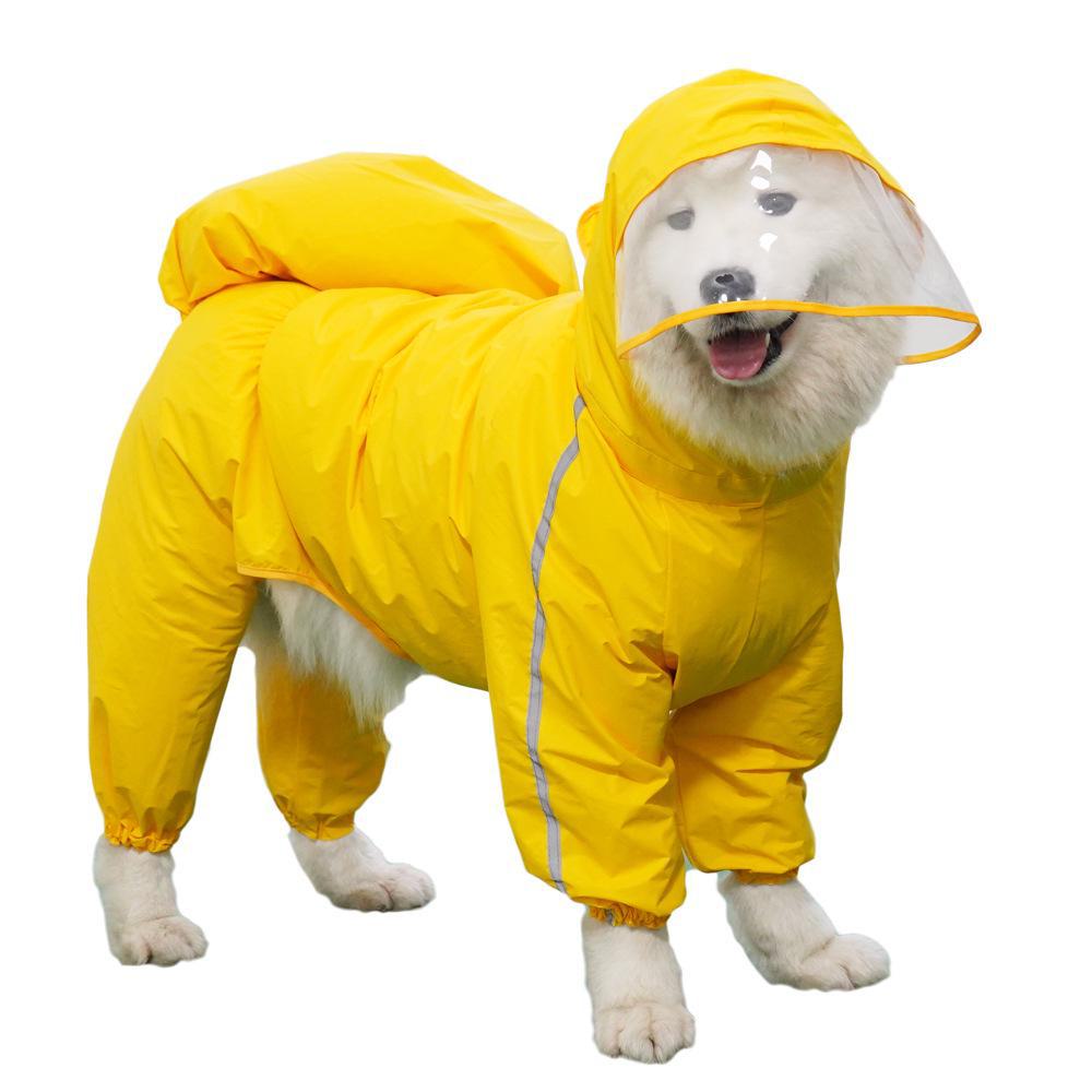 

Золотистый ретривер, самоед, лабрадор, светоотражающий водонепроницаемый дождевик для домашних животных, полное покрытие с капюшоном и хвостом Bitch, 8XL жёлтый