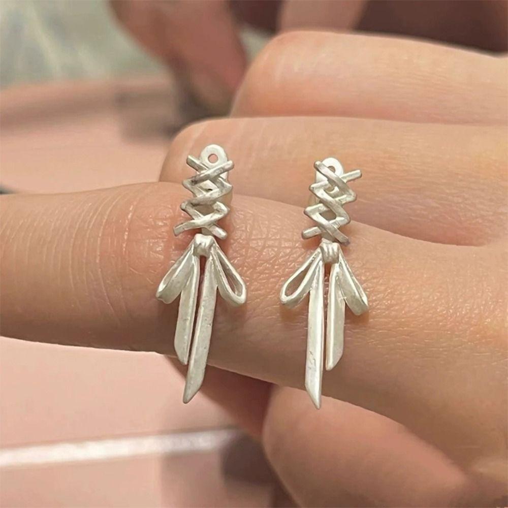 

Harajuku Lacing Bow Ear Cuff Non-piercing Ribbon Studs Earrings Vintage Gift Ear Studs
