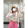 American Retro Slanted Shoulder Colorful Polka Dot Star Long-sleeved T-shirt for Women Spring Loose Versatile Blouse