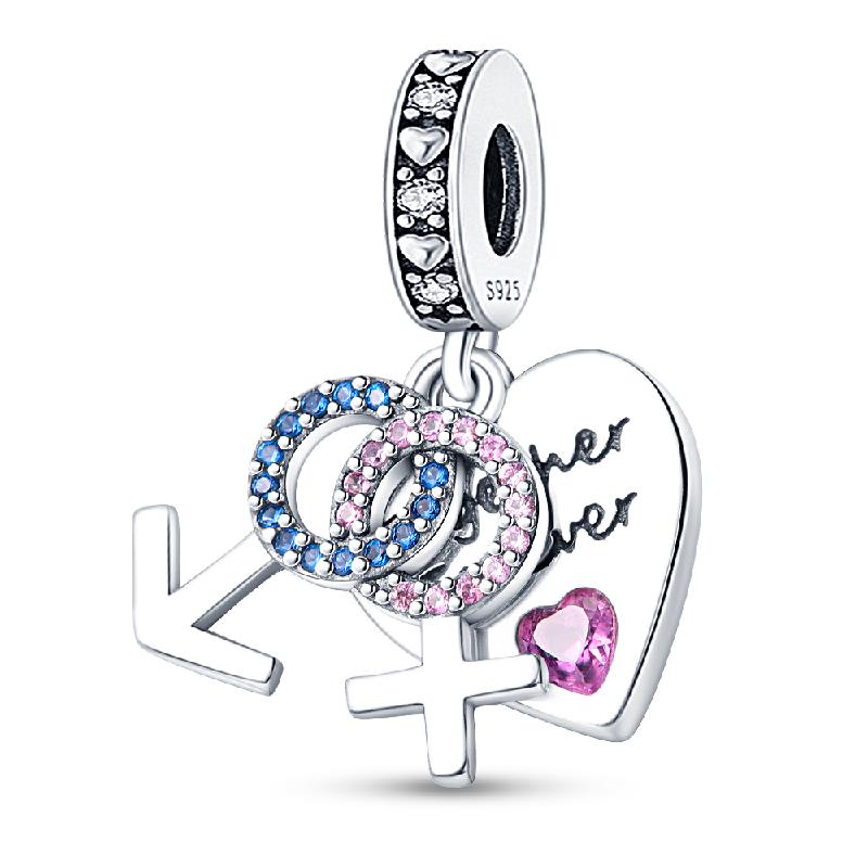 Fit Panoriginal Braceletscopper Valentine'S Day Couple Love Flower Charm Beads Diy Jewelry Souvenir Gift
